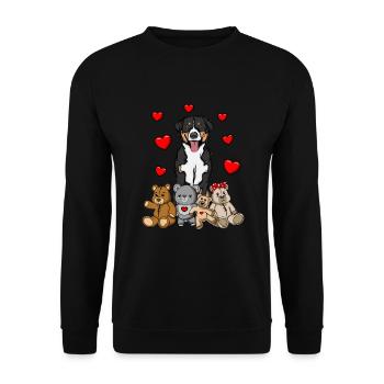 Appenzeller Sennenhund Kuscheltier Hund - Unisex Pullover - Schwarz - Vorne - Alina (178cm) & Michal (187cm)