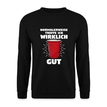 Beerpong Trinkspiel | Bier Pong - Unisex Pullover - Schwarz - Vorne - Alina (178cm) & Michal (187cm)