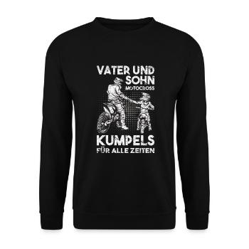 Vater Sohn Motocross Partnerlook - Unisex Pullover - Schwarz - Vorne - Alina (178cm) & Michal (187cm)