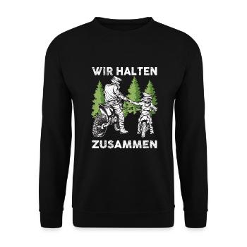 Vater Sohn Motocross Partnerlook - Unisex Pullover - Schwarz - Vorne - Alina (178cm) & Michal (187cm)