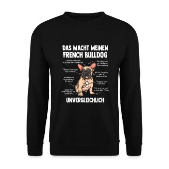 Französische Bulldoge French Bulldog - Unisex Pullover - Schwarz - Vorne - Alina (178cm) & Michal (187cm)