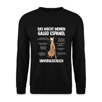 Windhund Galgo Espanol - Unisex Pullover - Schwarz - Vorne - Alina (178cm) & Michal (187cm)