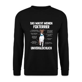 Drahthaar Foxterrier Glatthaar Foxterrier - Unisex Pullover - Schwarz - Vorne - Alina (178cm) & Michal (187cm)