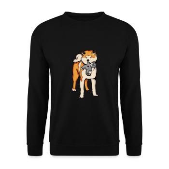 Akita Inu - Unisex Sweatshirt - black - Front - Alina (178cm) & Michal (187cm)