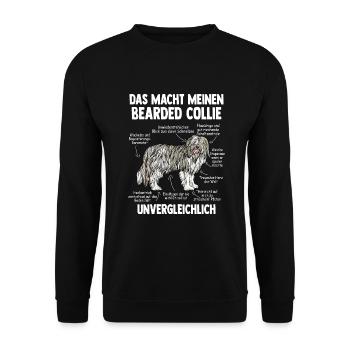 Bearded Collie - Unisex Pullover - Schwarz - Vorne - Alina (178cm) & Michal (187cm)