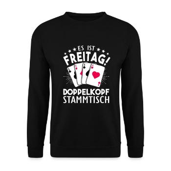 Doppelkopf - Unisex Pullover - Schwarz - Vorne - Alina (178cm) & Michal (187cm)