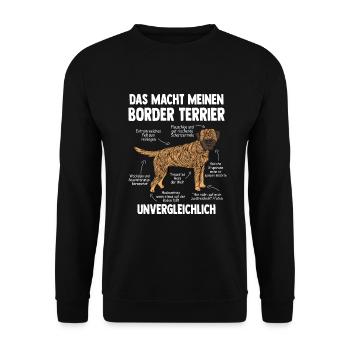 Border Terrier - Unisex Pullover - Schwarz - Vorne - Alina (178cm) & Michal (187cm)