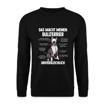 Bullterrier - Unisex Pullover - Schwarz - Vorne - Alina (178cm) & Michal (187cm)