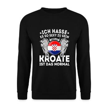 Kroatien kroatische Flagge - Unisex Pullover - Schwarz - Vorne - Alina (178cm) & Michal (187cm)