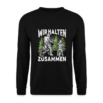 Vater Sohn Motocross Partnerlook - Unisex Pullover - Schwarz - Vorne - Alina (178cm) & Michal (187cm)
