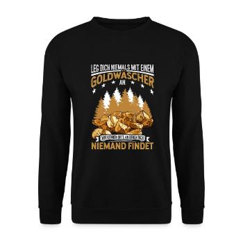 Goldsucher Goldwaschen Goldgraben Goldbarren - Unisex Pullover - Schwarz - Vorne - Alina (178cm) & Michal (187cm)