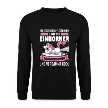Heilerziehungspfleger - Unisex Pullover - Schwarz - Vorne - Alina (178cm) & Michal (187cm)