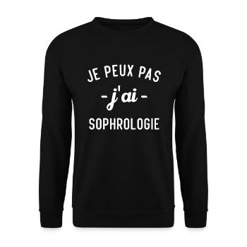 Je peux pas j'ai sophrologie / idée cadeau humour - Sweat-shirt Unisexe - noir - Devant - Alina (178cm) & Michal (187cm)