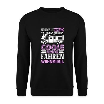 Camping Oma - Unisex Pullover - Schwarz - Vorne - Alina (178cm) & Michal (187cm)