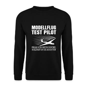 Modellflugzeug Modellfliegen Modellflieger - Unisex Pullover - Schwarz - Vorne - Alina (178cm) & Michal (187cm)