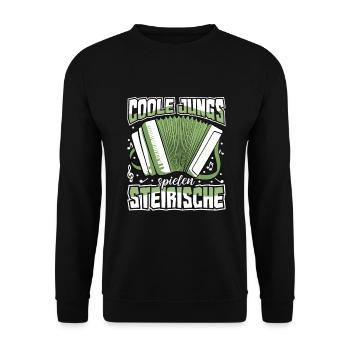 Steirische Harmonika Ziachorgl Quetschn Steiermark - Unisex Pullover - Schwarz - Vorne - Alina (178cm) & Michal (187cm)