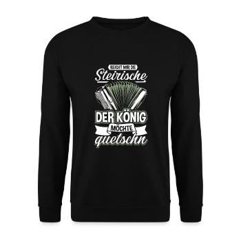 Steirische Harmonika Ziachorgl Quetschn Steiermark - Unisex Pullover - Schwarz - Vorne - Alina (178cm) & Michal (187cm)