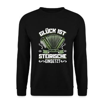 Quetschn Steirische Harmonika Volksmusik - Unisex Pullover - Schwarz - Vorne - Alina (178cm) & Michal (187cm)