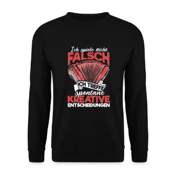 Quetschn Steirische Harmonika Volksmusik - Unisex Pullover - Schwarz - Vorne - Alina (178cm) & Michal (187cm)
