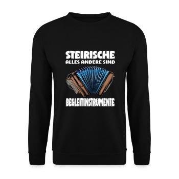 Quetschn Steirische Harmonika Volksmusik - Unisex Pullover - Schwarz - Vorne - Alina (178cm) & Michal (187cm)