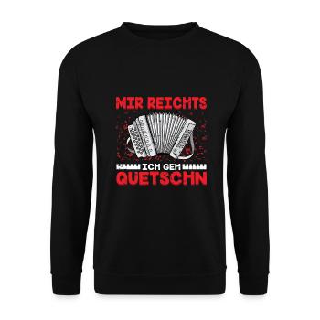 Quetschn Steirische Harmonika Volksmusik - Unisex Pullover - Schwarz - Vorne - Alina (178cm) & Michal (187cm)