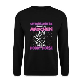 Hobby Horse Hobby Horsing Steckenpferd - Unisex Pullover - Schwarz - Vorne - Alina (178cm) & Michal (187cm)