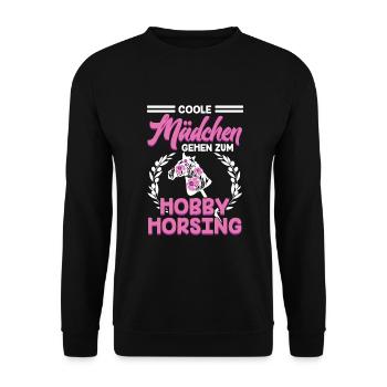 Hobby Horse Hobby Horsing Steckenpferd - Unisex Pullover - Schwarz - Vorne - Alina (178cm) & Michal (187cm)