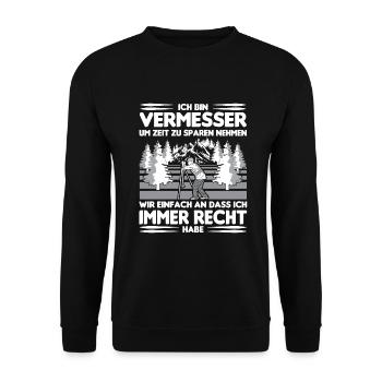 Vermesser Vermessungsingenieur Vermessung - Unisex Pullover - Schwarz - Vorne - Alina (178cm) & Michal (187cm)