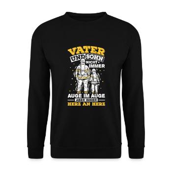 Feuerwehr Vater Sohn Partnerlook - Unisex Pullover - Schwarz - Vorne - Alina (178cm) & Michal (187cm)