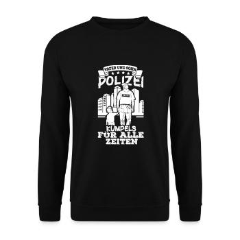 Polizei Papa Sohn Partnerlook - Unisex Pullover - Schwarz - Vorne - Alina (178cm) & Michal (187cm)
