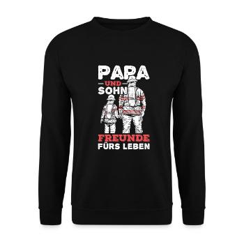 Feuerwehr Vater Sohn Partnerlook - Unisex Pullover - Schwarz - Vorne - Alina (178cm) & Michal (187cm)