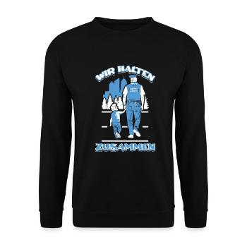 Polizei Papa Sohn Partnerlook - Unisex Pullover - Schwarz - Vorne - Alina (178cm) & Michal (187cm)