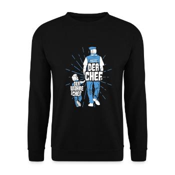 Polizei Papa Sohn Partnerlook - Unisex Pullover - Schwarz - Vorne - Alina (178cm) & Michal (187cm)