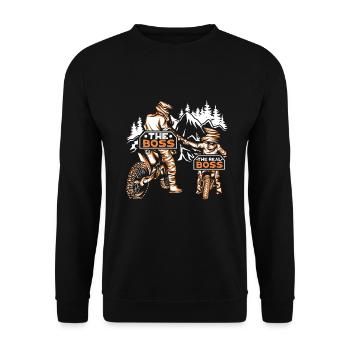 Motocross Vater Sohn Partnerlook Vatertag - Unisex Pullover - Schwarz - Vorne - Alina (178cm) & Michal (187cm)