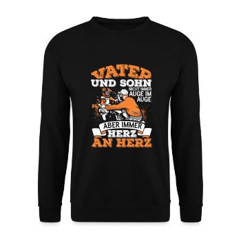 Motocross Vater Sohn Partnerlook Vatertag - Unisex Pullover - Schwarz - Vorne - Alina (178cm) & Michal (187cm)