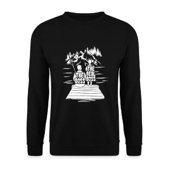 Angeln Vater Sohn Partnerlook - Unisex Pullover - Schwarz - Vorne - Alina (178cm) & Michal (187cm)