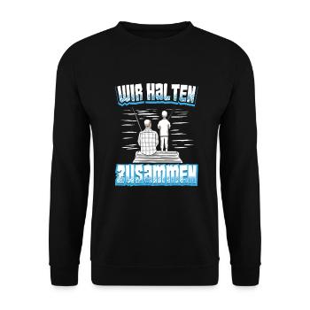 Angeln Vater Sohn Partnerlook - Unisex Pullover - Schwarz - Vorne - Alina (178cm) & Michal (187cm)