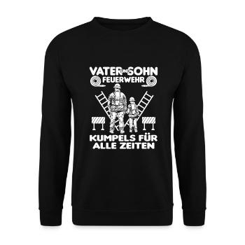 Feuerwehr Vater Sohn Partnerlook - Unisex Pullover - Schwarz - Vorne - Alina (178cm) & Michal (187cm)