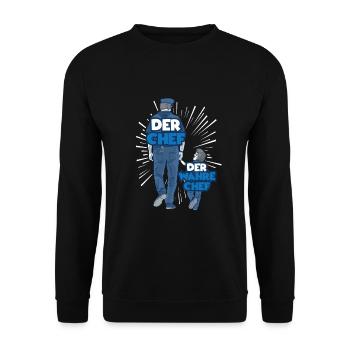 Polizei Papa Sohn Partnerlook - Unisex Pullover - Schwarz - Vorne - Alina (178cm) & Michal (187cm)