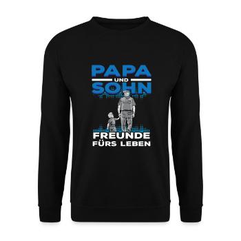 Polizei Papa Sohn Partnerlook - Unisex Pullover - Schwarz - Vorne - Alina (178cm) & Michal (187cm)