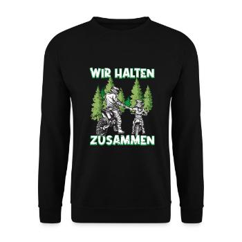 Motocross Vater Sohn Partnerlook Vatertag - Unisex Pullover - Schwarz - Vorne - Alina (178cm) & Michal (187cm)