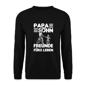 Motocross Vater Sohn Partnerlook Vatertag - Unisex Pullover - Schwarz - Vorne - Alina (178cm) & Michal (187cm)