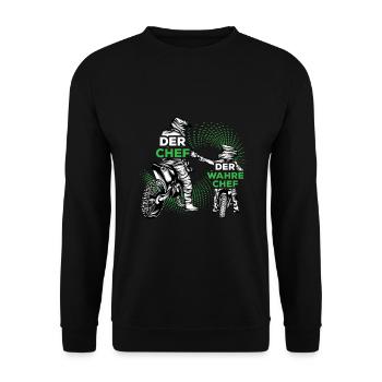 Motocross Vater Sohn Partnerlook Vatertag - Unisex Pullover - Schwarz - Vorne - Alina (178cm) & Michal (187cm)
