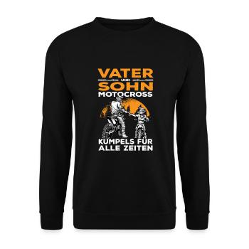 Motocross Vater Sohn Partnerlook Vatertag - Unisex Pullover - Schwarz - Vorne - Alina (178cm) & Michal (187cm)