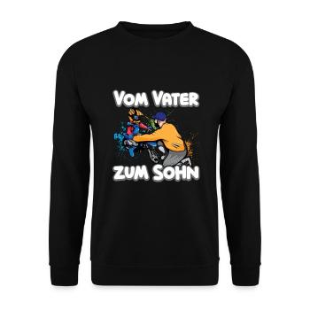 Motocross Vater Sohn Partnerlook Vatertag - Unisex Pullover - Schwarz - Vorne - Alina (178cm) & Michal (187cm)