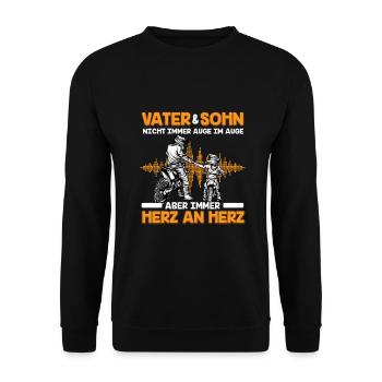 Motocross Vater Sohn Partnerlook Vatertag - Unisex Pullover - Schwarz - Vorne - Alina (178cm) & Michal (187cm)