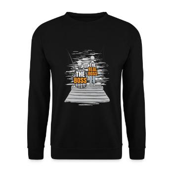 Angeln Vater Sohn Partnerlook - Unisex Pullover - Schwarz - Vorne - Alina (178cm) & Michal (187cm)