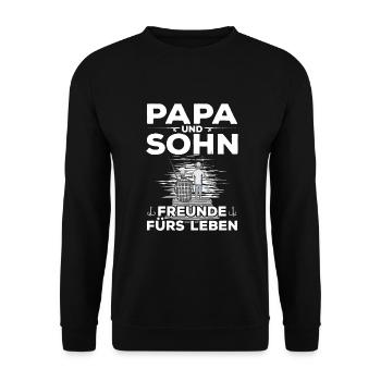 Angeln Vater Sohn Partnerlook - Unisex Pullover - Schwarz - Vorne - Alina (178cm) & Michal (187cm)