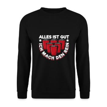 Bierpong Bier Pong Beerpong Beer Pong Trinkspiel - Unisex Pullover - Schwarz - Vorne - Alina (178cm) & Michal (187cm)