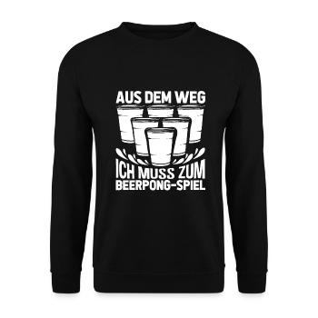 Bierpong Bier Pong Beerpong Beer Pong Trinkspiel - Unisex Pullover - Schwarz - Vorne - Alina (178cm) & Michal (187cm)